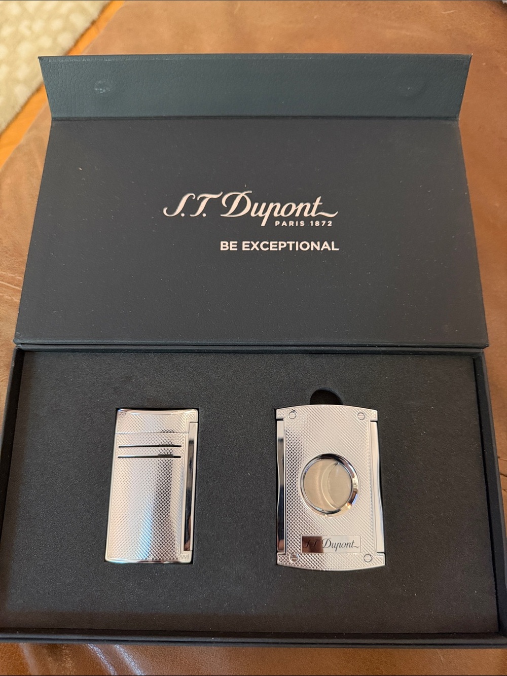 S.T. Dupont Men’s Silver Cigar Cutter & Lighter Gift Set